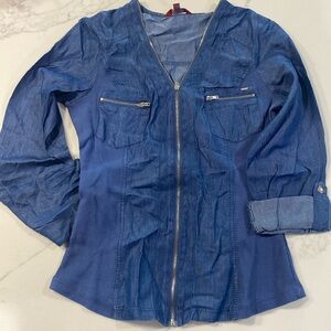 F19 Y2K Guess Top Women's XS Fitted Zip Long Sleeve NWOT